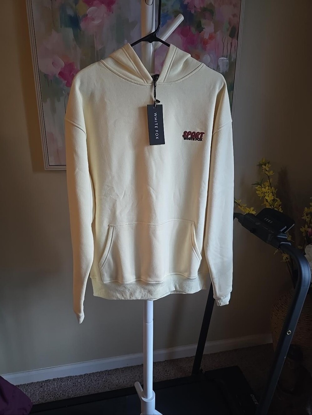 White Fox Club 14 Peyton Oversized Hoodie Lemon M/L NWT Puff Print - Picture 4 of 11